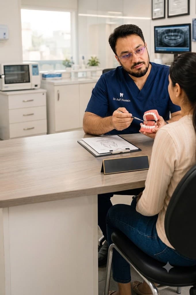 Professional male dentist in a clean clinic